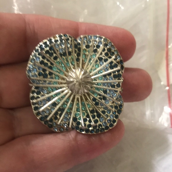Marc Jacobs Brooch Designer Jewellery blue crystals/rhinestone flower - Picture 4 of 16